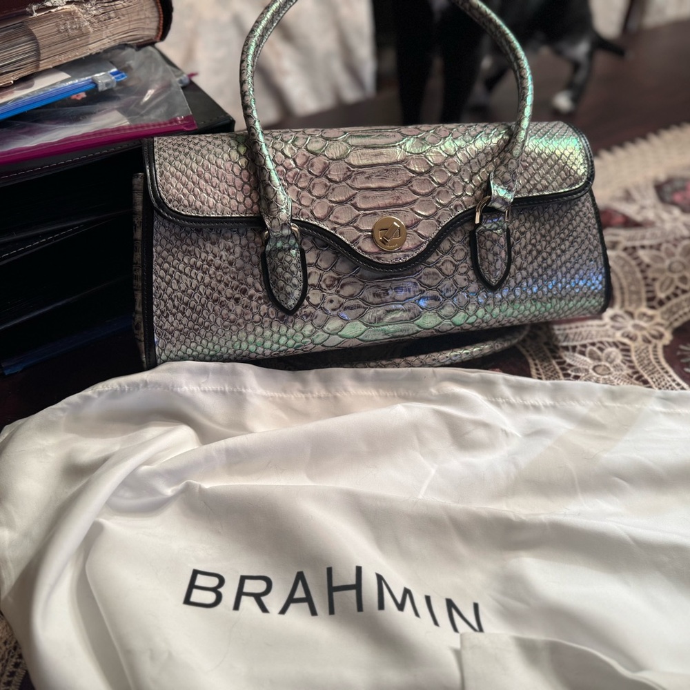 Brahmin Iridescent Python-Embossed Handbag - Picture 11 of 11